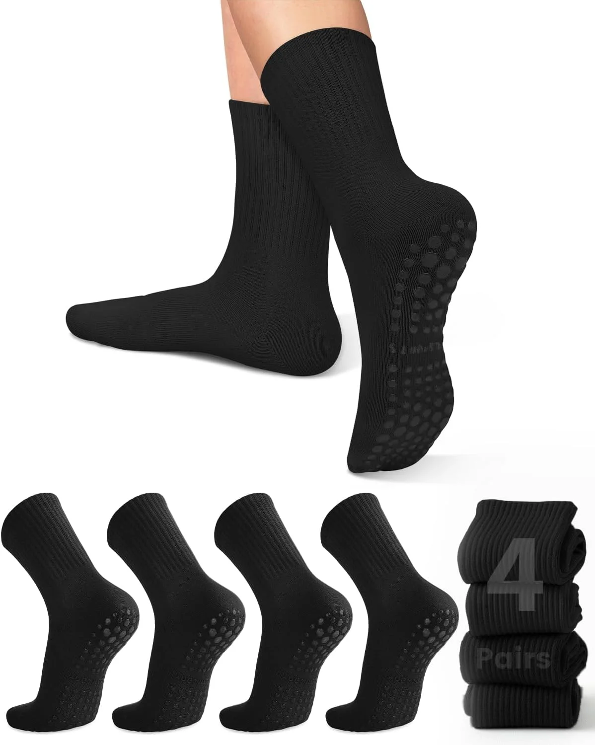 Pilates Yoga Grip Socks - 4 pares de meias femininas para
