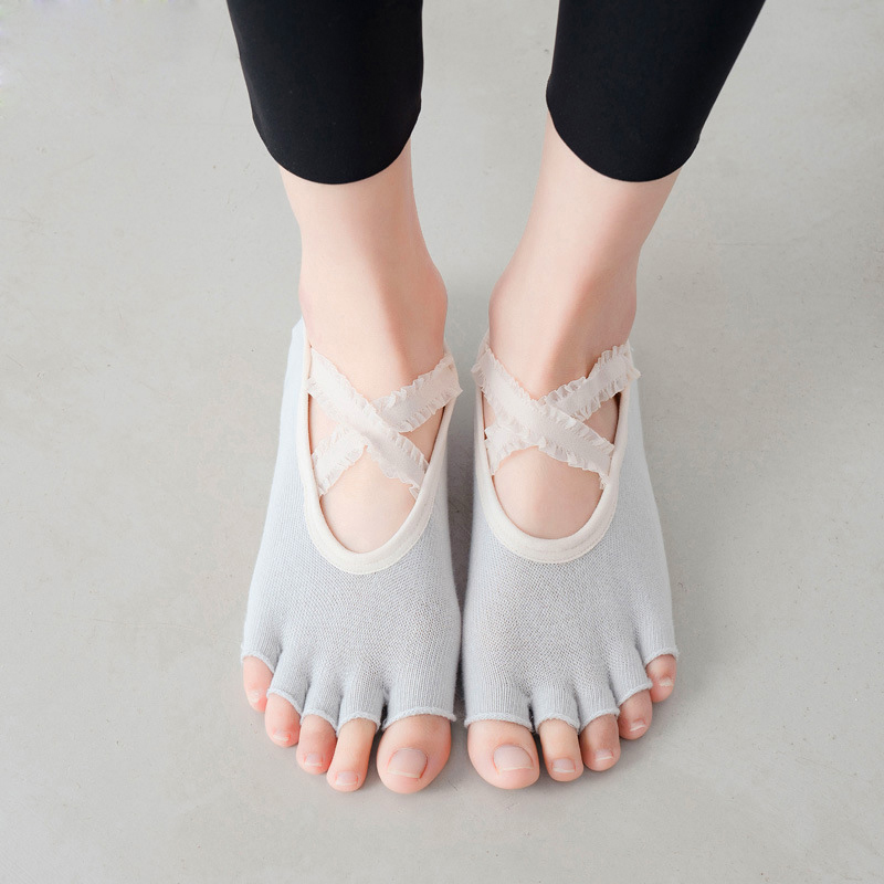Cinco dedo meias de yoga laço  - Pilates Yoga Grip Socks avaliação e preço